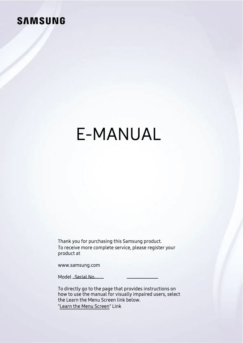 First page image of the manual for UN65AU9000G