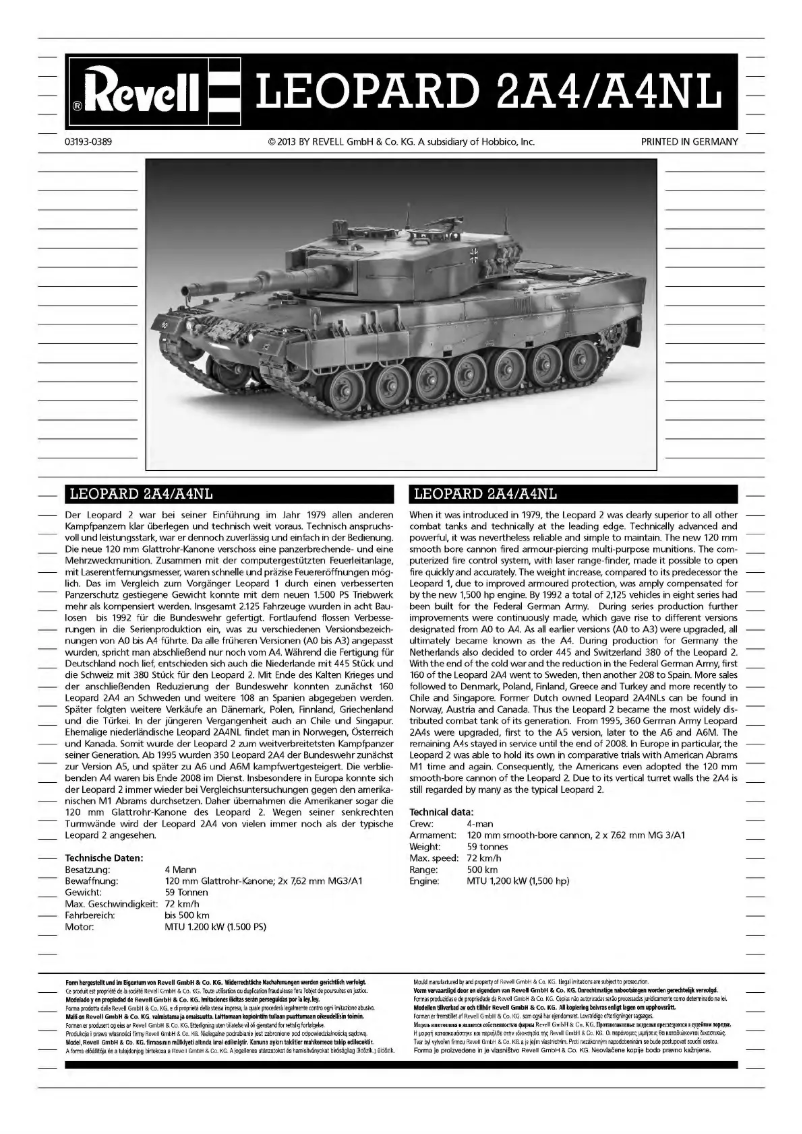 Page 1 of the manual User Manual Revell Leopard 2A4/A4NL