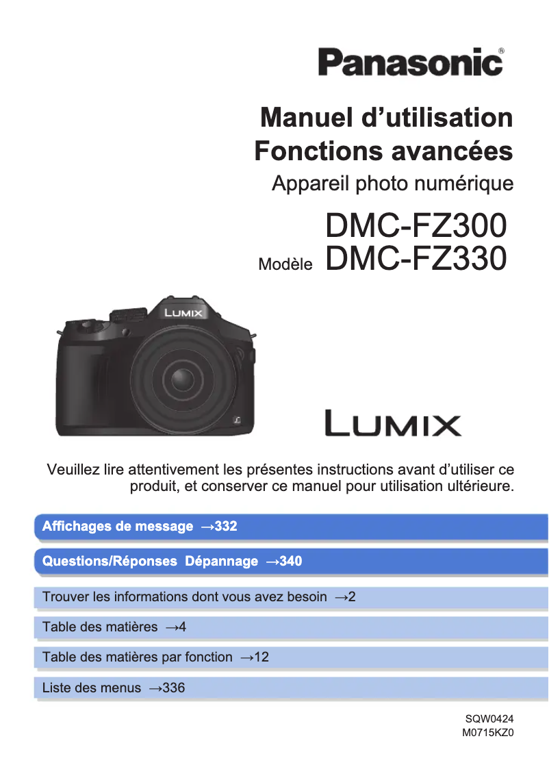 First page image of the manual for Lumix DMC-FZ330