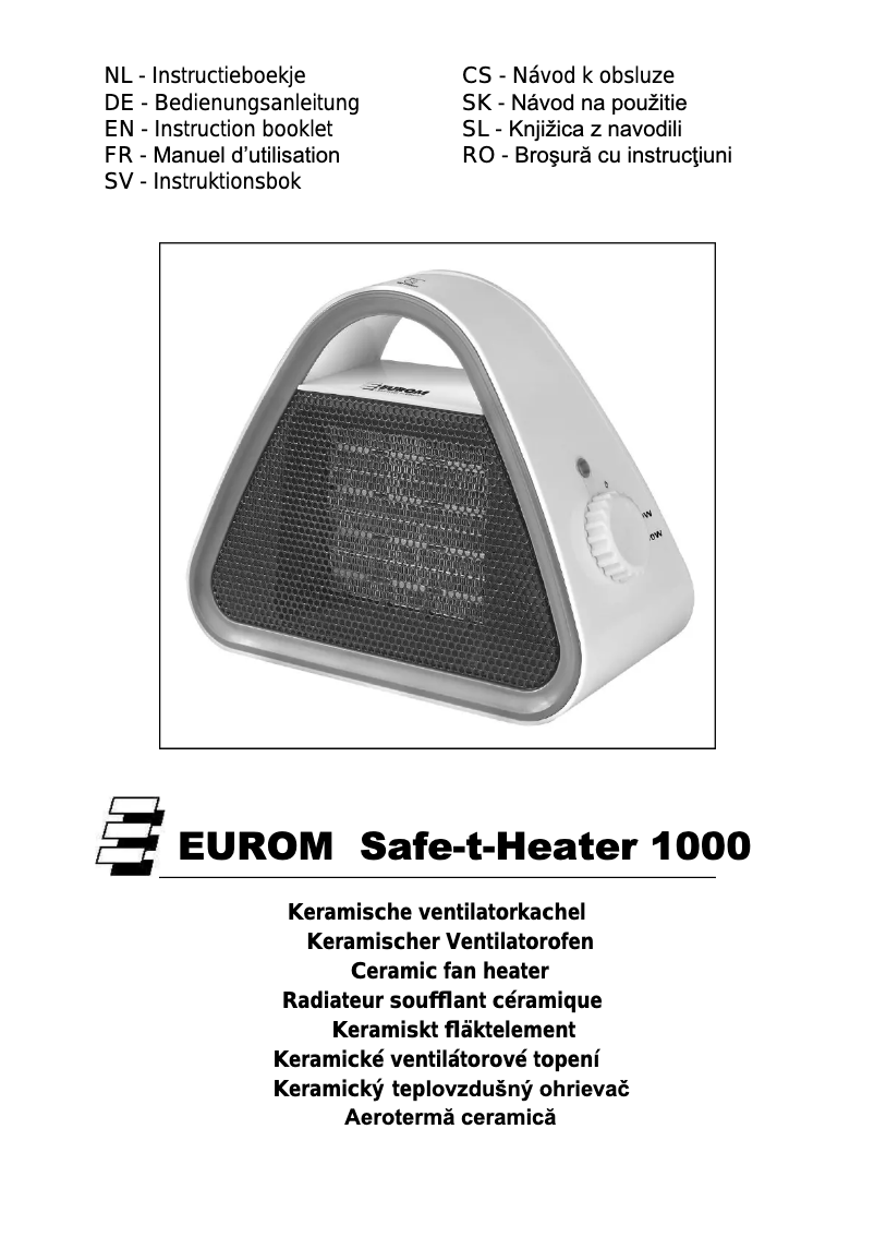 Page 1 of the manual User Manual Eurom Safe-t-Heater 1000