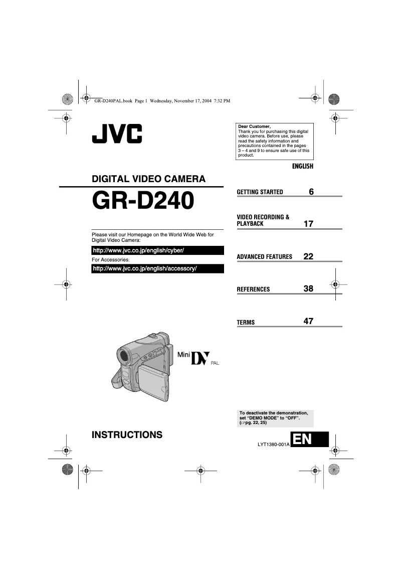 Page 1 of the manual User Manual JVC GR-D240