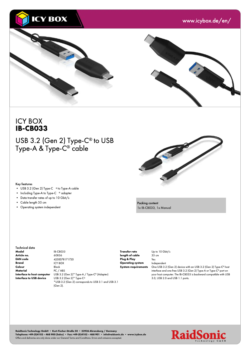 First page image of the manual for IB-CB033