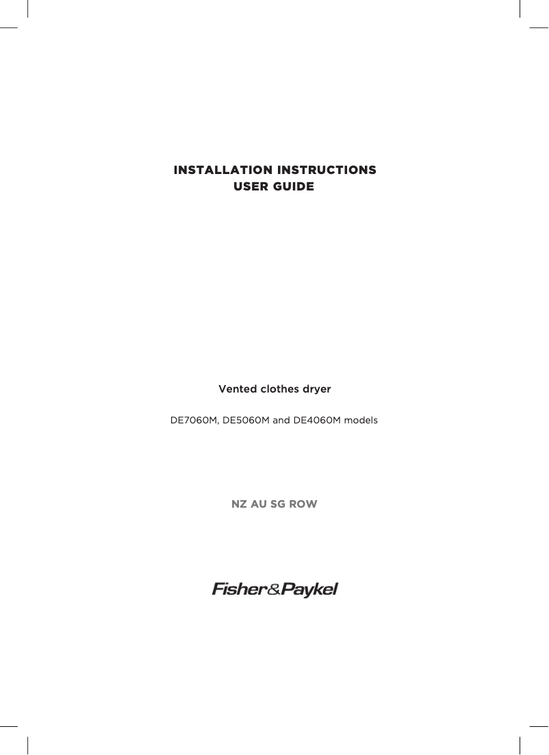 Page 1 de la notice Manuel utilisateur Fisher & Paykel DE7060M