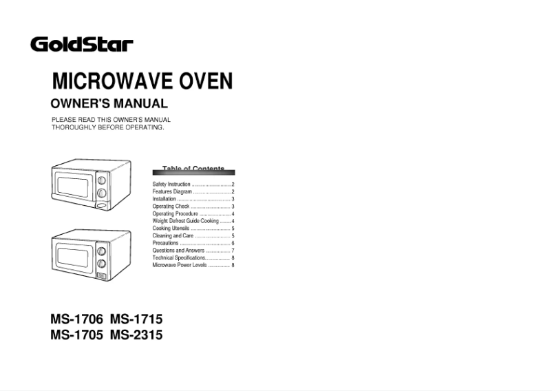 First page image of the manual for MS-1715