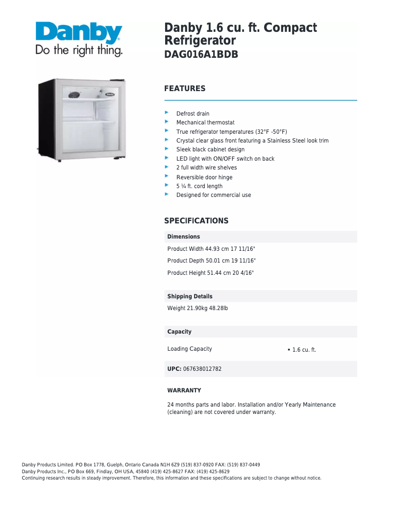 First page image of the manual for DAG016A1BDB