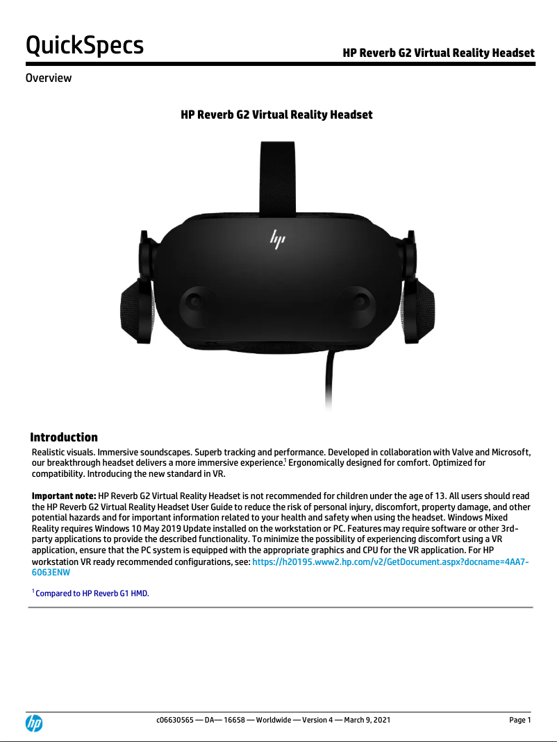 First page image of the manual for Reverb G2