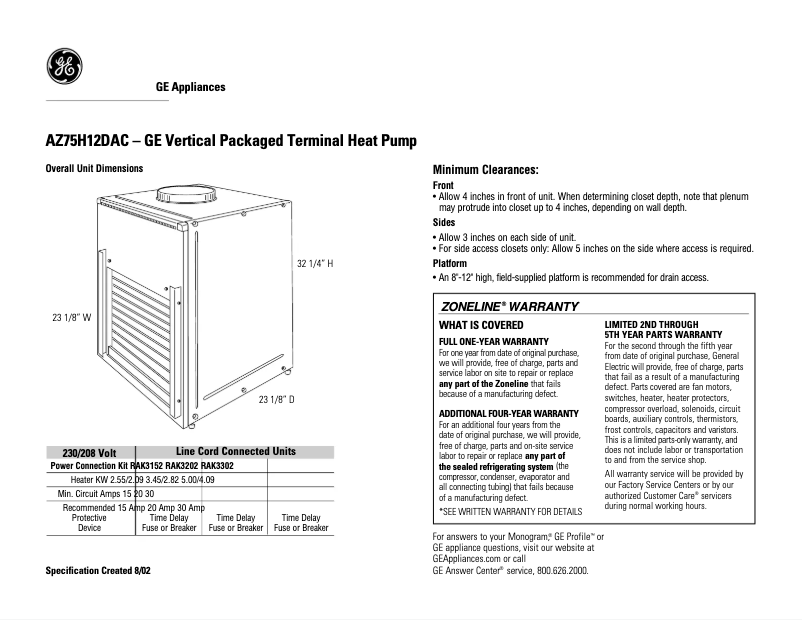 First page image of the manual for AZ75H12DAC