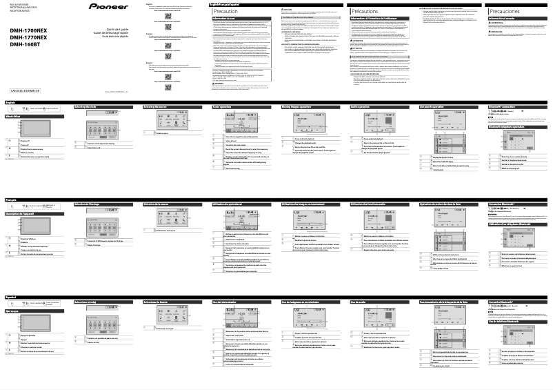 Page 1 of the manual Quick Start Guide Pioneer DMH-160BT