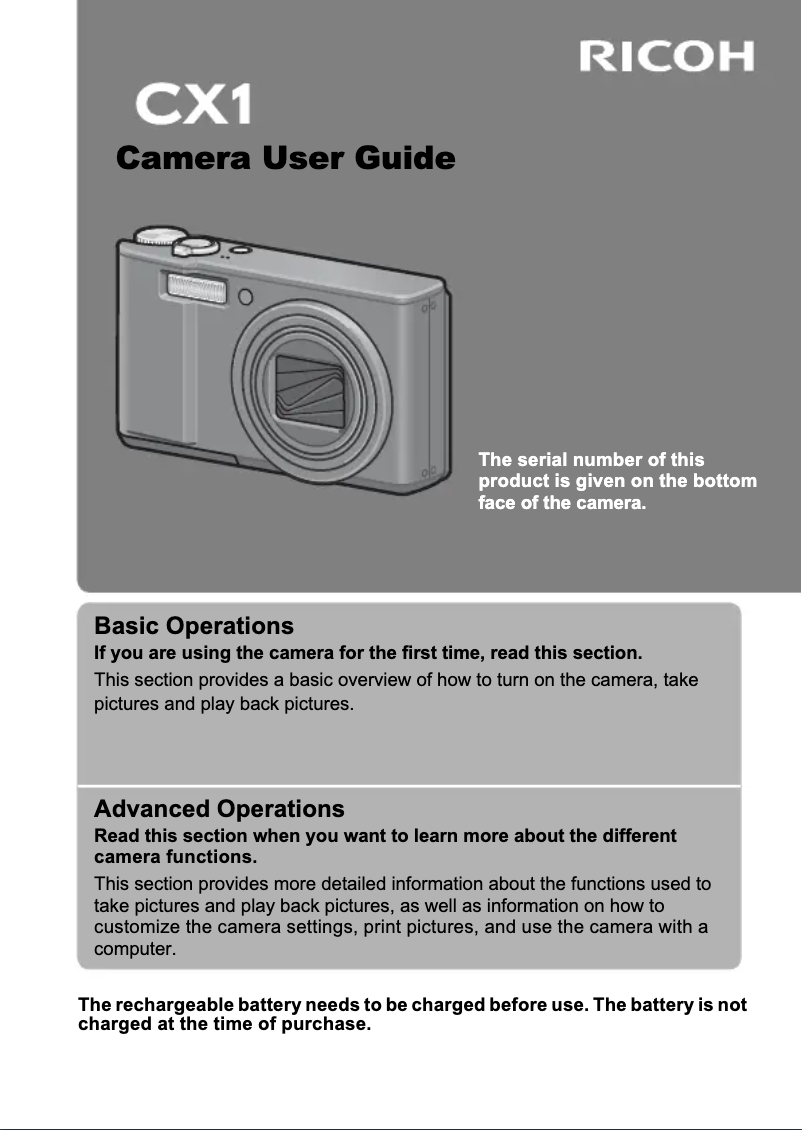Page 1 of the manual User Manual Ricoh CX1
