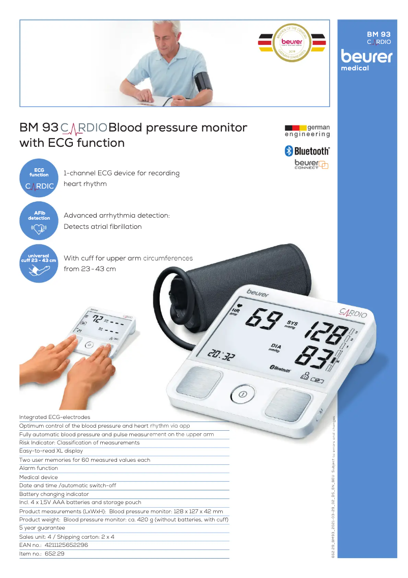 First page image of the manual for BM 93 Cardio