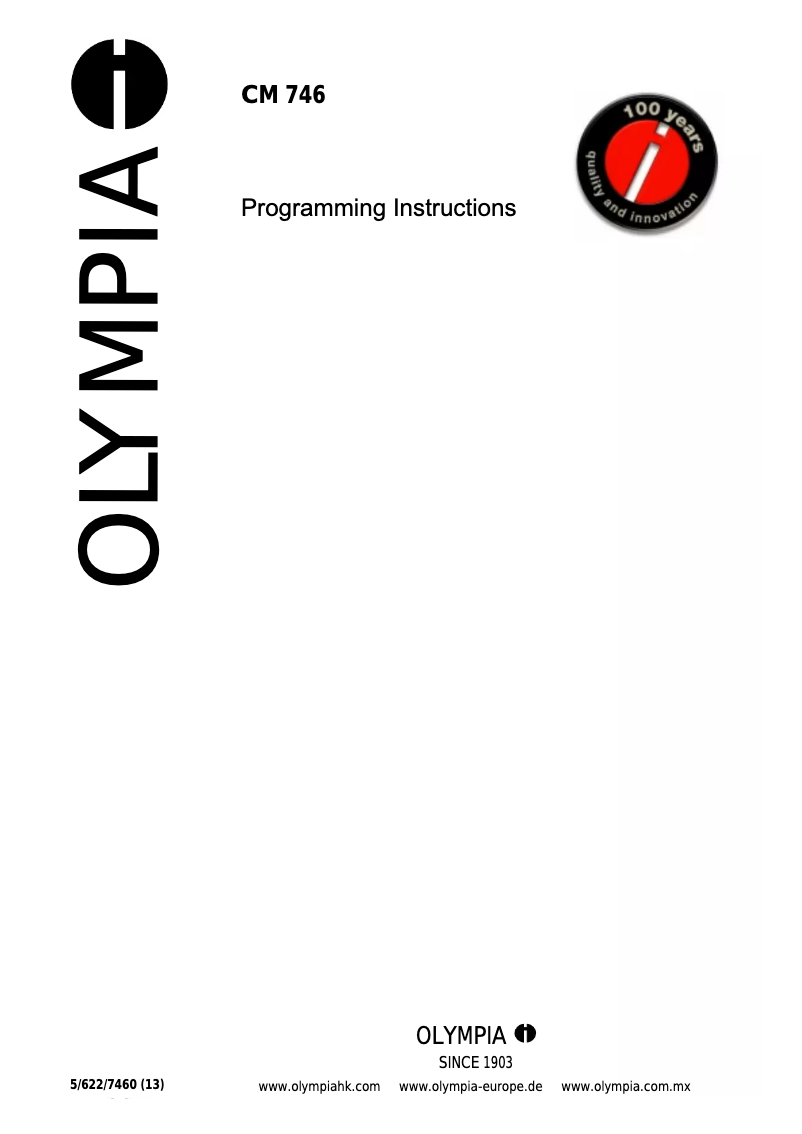 First page image of the manual for CM 746