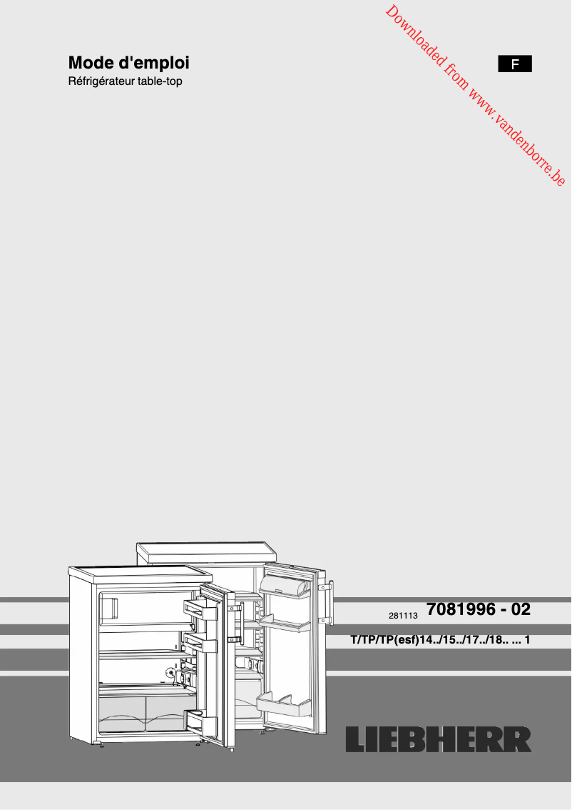 Page 1 of the manual User Manual Liebherr TPesf 1714