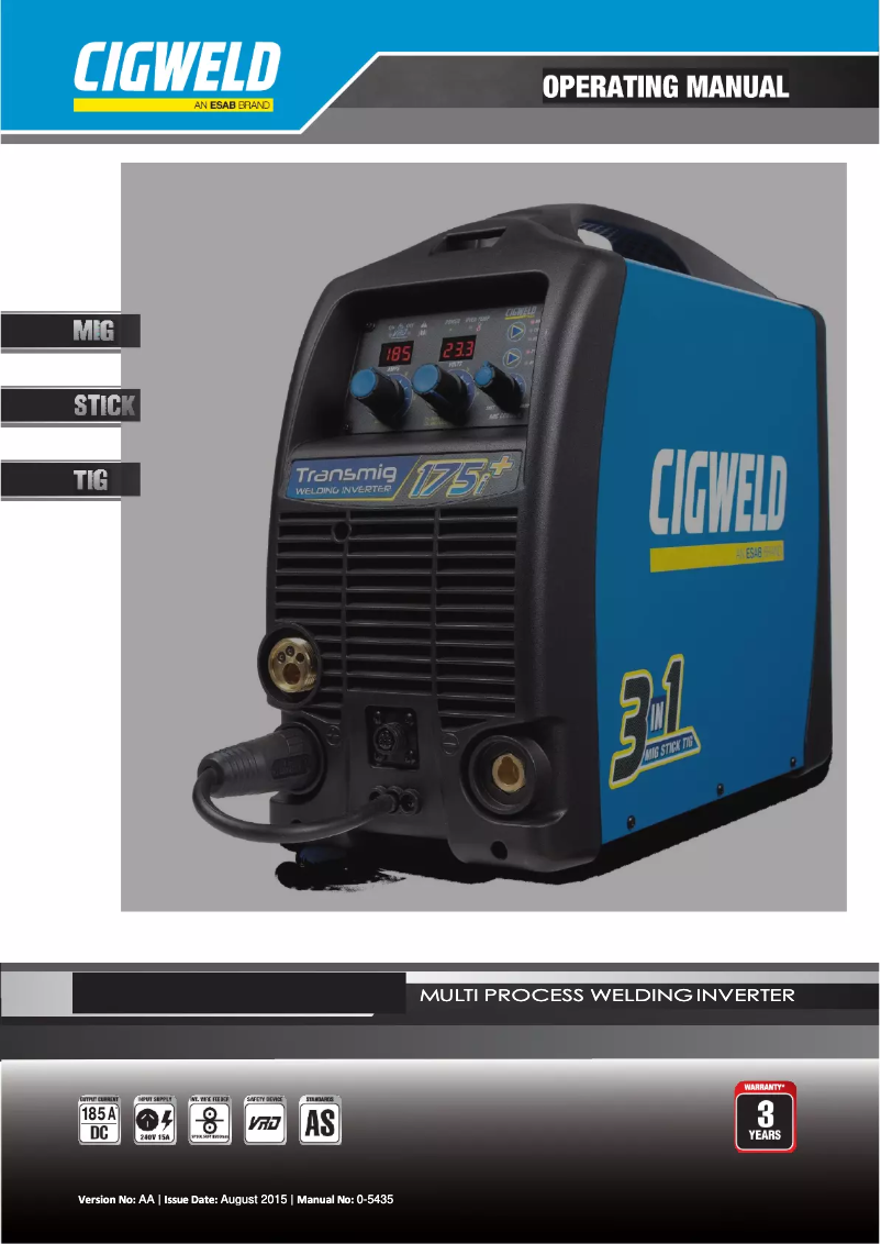 First page image of the manual for Transmig 175i+ MIG