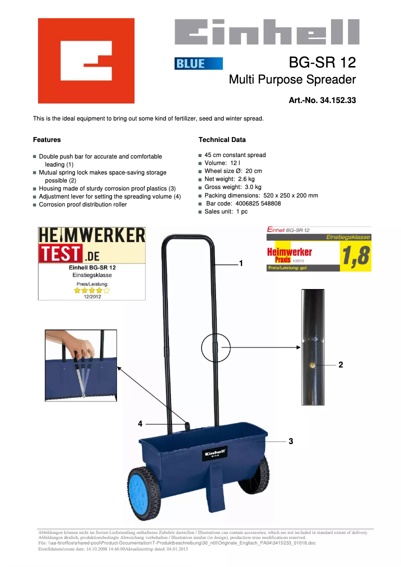 Page 1 of the manual User Manual Einhell BG-SR 12