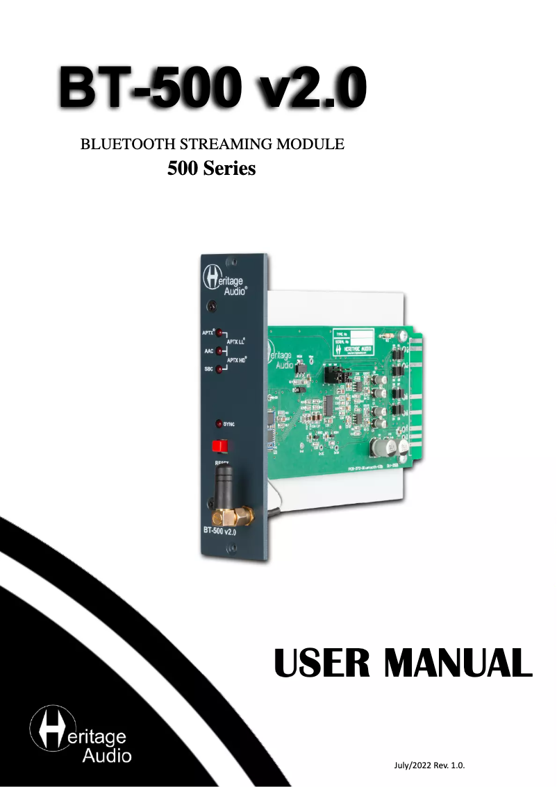 First page image of the manual for BT-500 v2.0