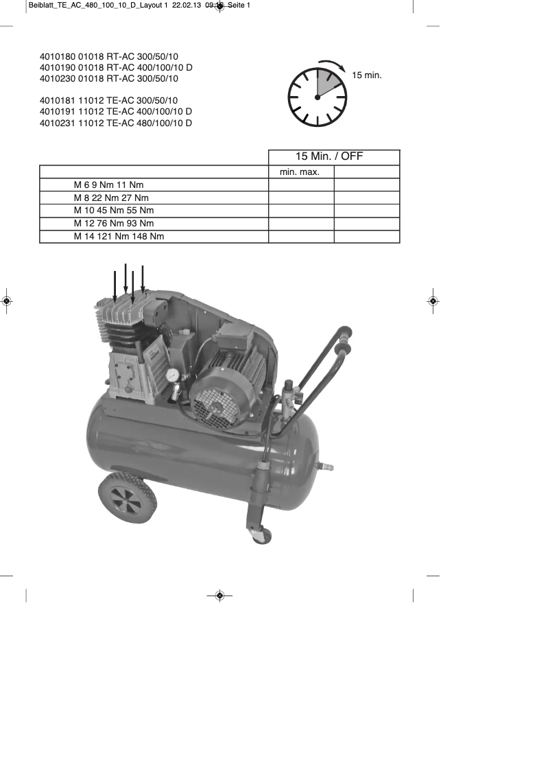 First page image of the manual for TE-AC 480/100/10 D