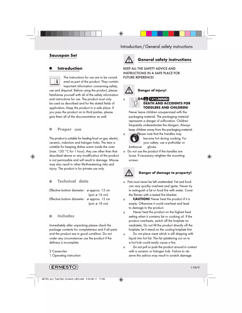Page 1 of the manual User Manual Ernesto IAN 66733