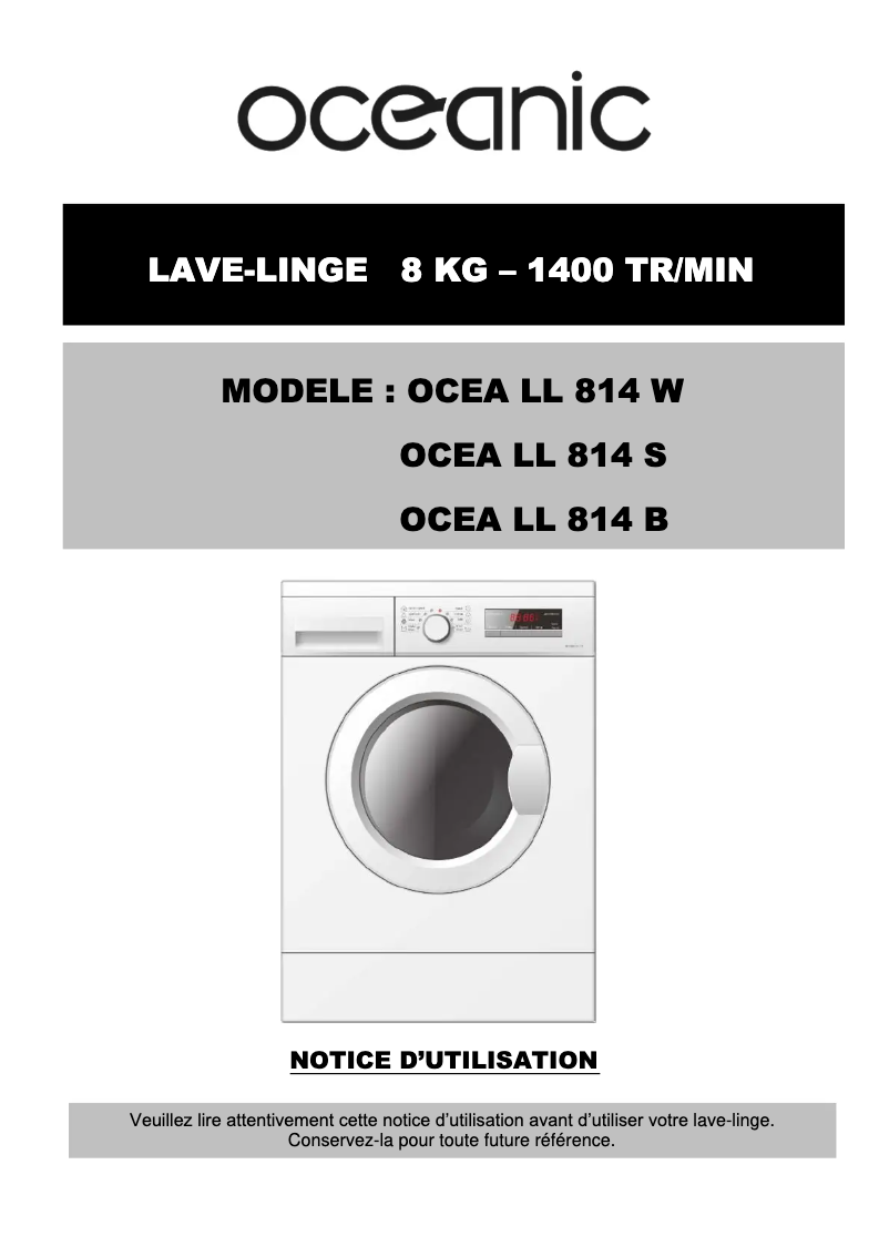 Page 1 de la notice Manuel utilisateur Oceanic OCEALL814B