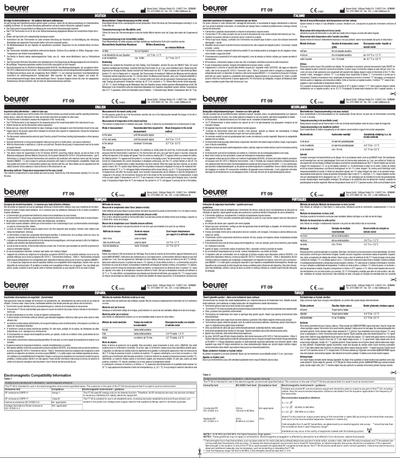 First page image of the manual for FT 09