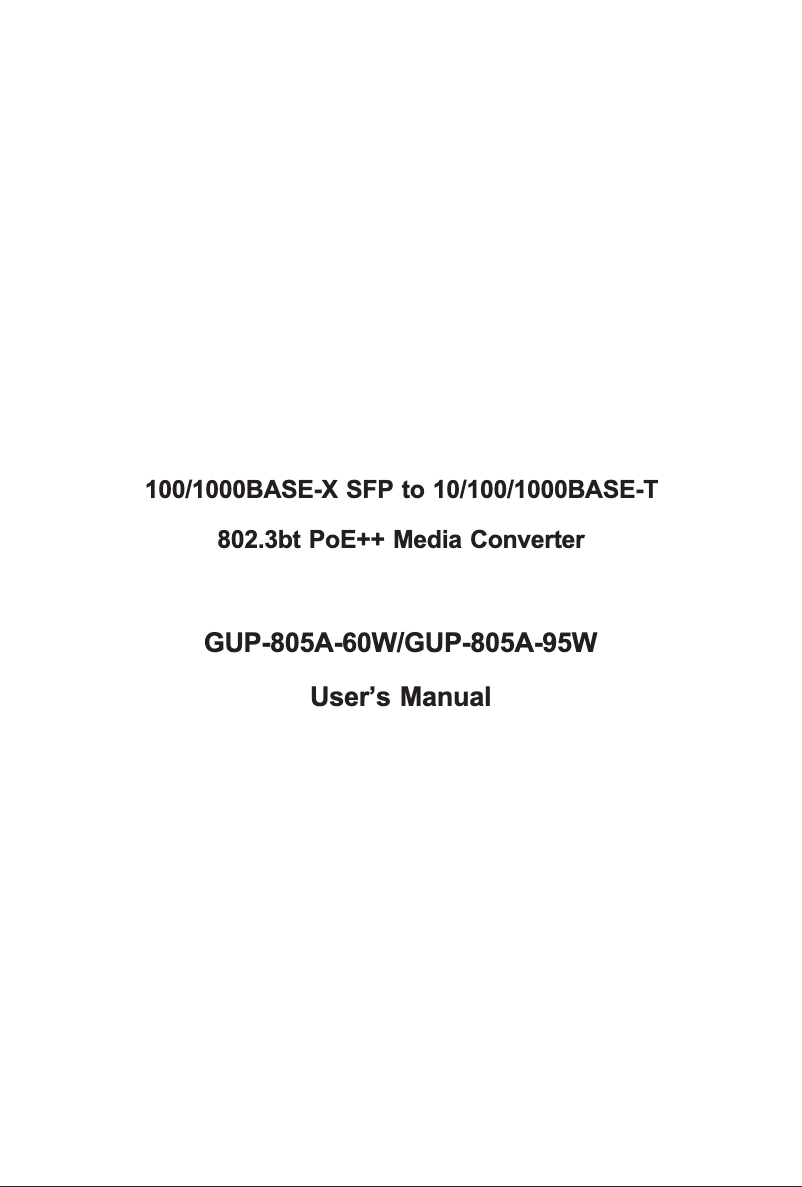 First page image of the manual for GUP-805A-95W