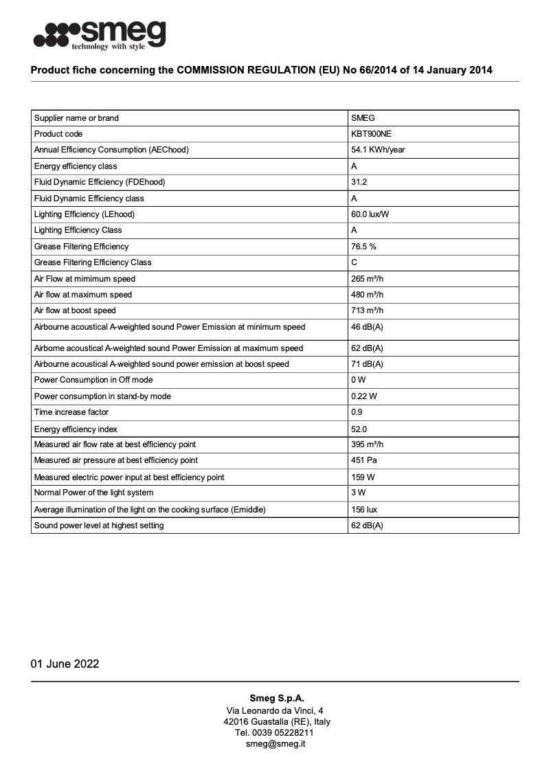Page 1 of the manual Brochure Smeg KBT900NE
