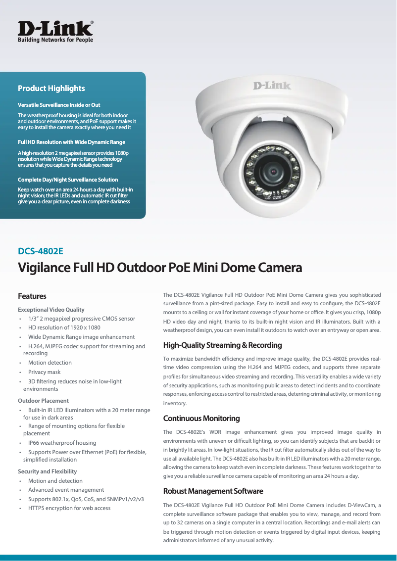 First page image of the manual for DCS-4802E