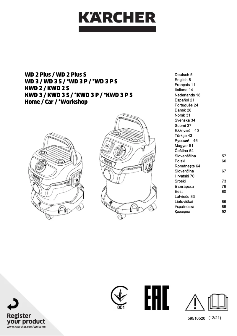Page 1 of the manual User Manual Kärcher WD 3 S V-15/6/20 Home