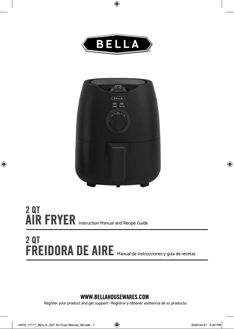 First page image of the manual for 2qt Air Fryer