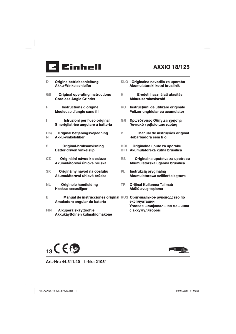 Image de la première page du manuel de l'appareil AXXIO