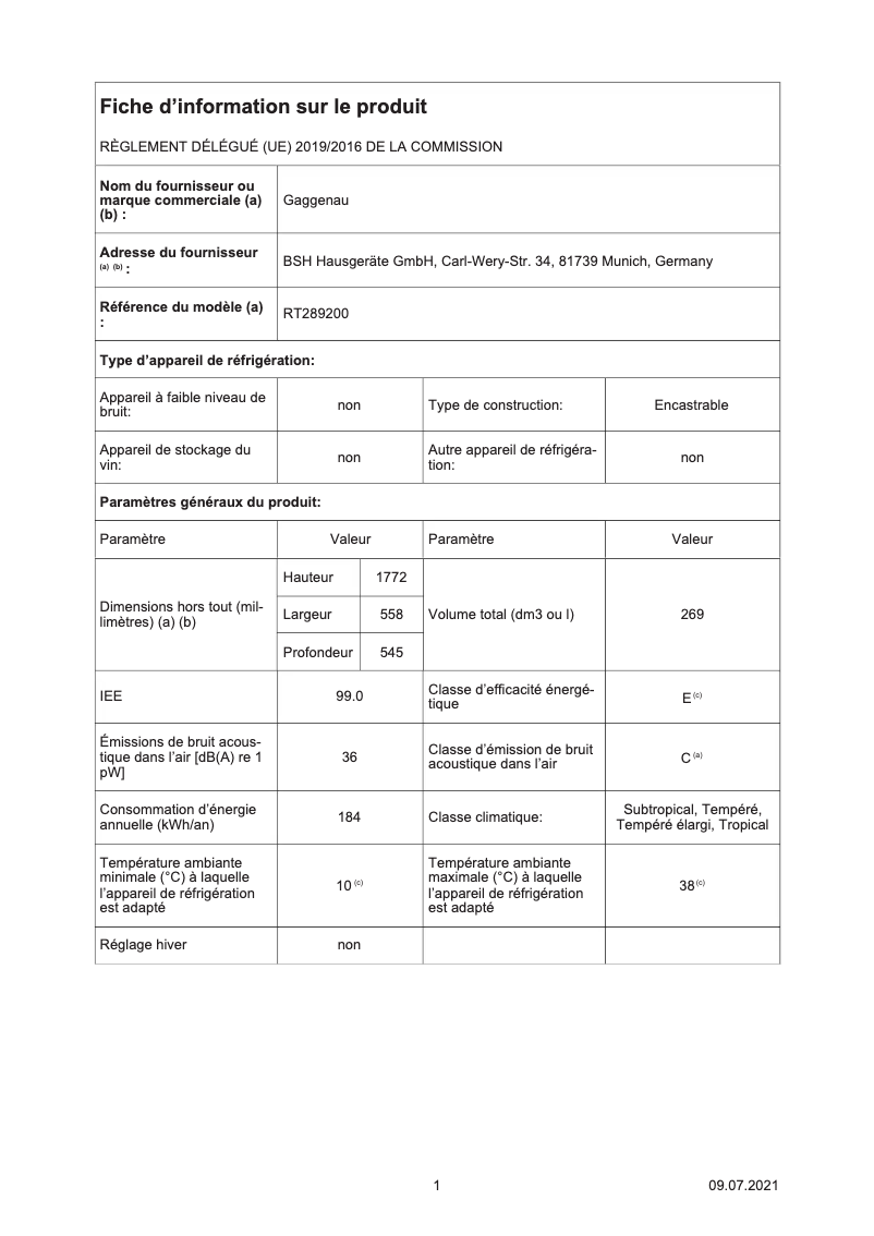 Image de la première page du manuel de l'appareil RT289200