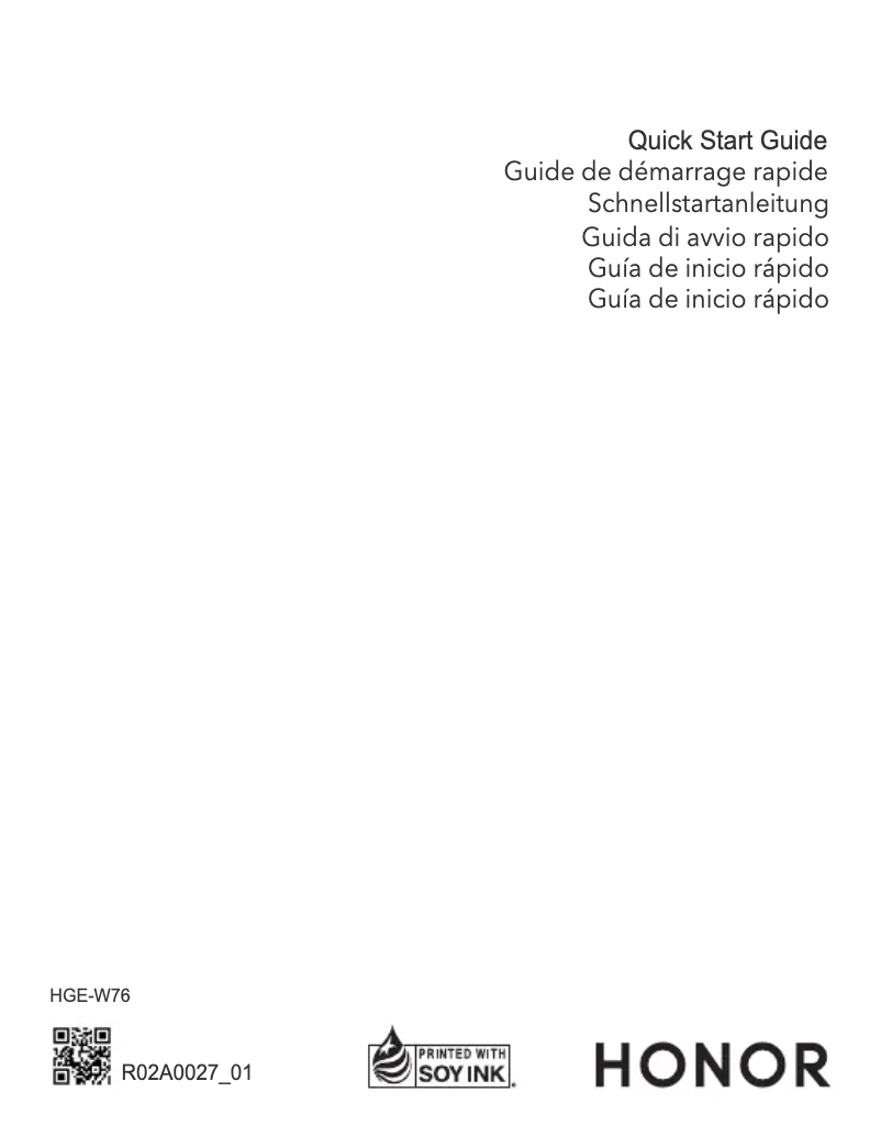 Page 1 of the manual Quick Start Guide Honor MagicBook View 14