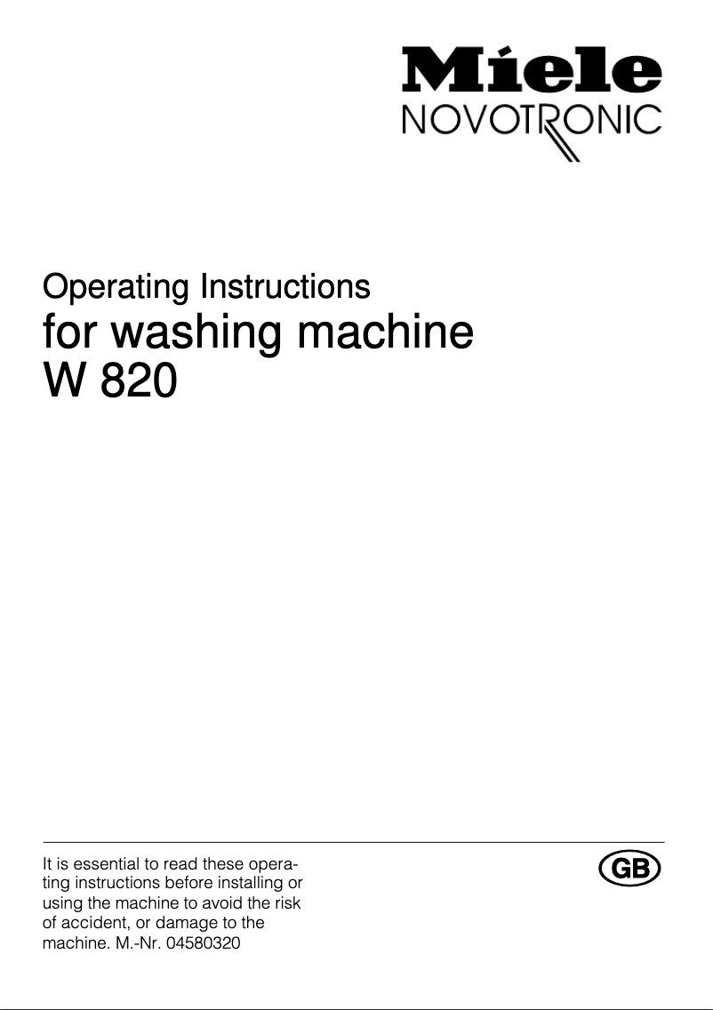 First page image of the manual for W 820