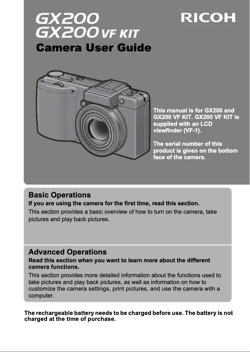 Page 1 of the manual User Manual Ricoh GX200