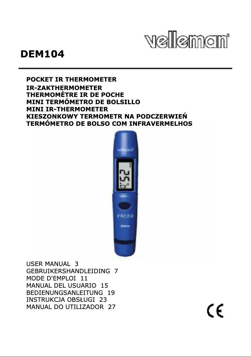Page 1 of the manual User Manual Velleman DEM104