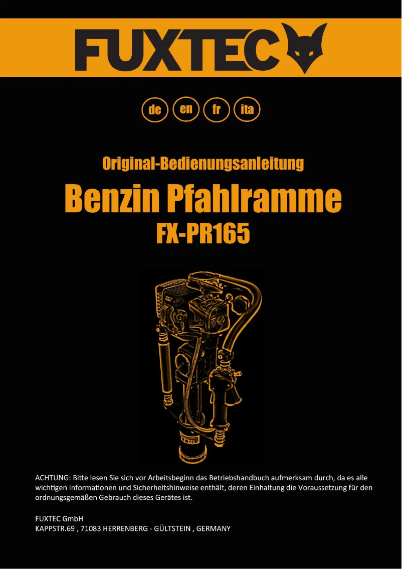 First page image of the manual for FX-PR165