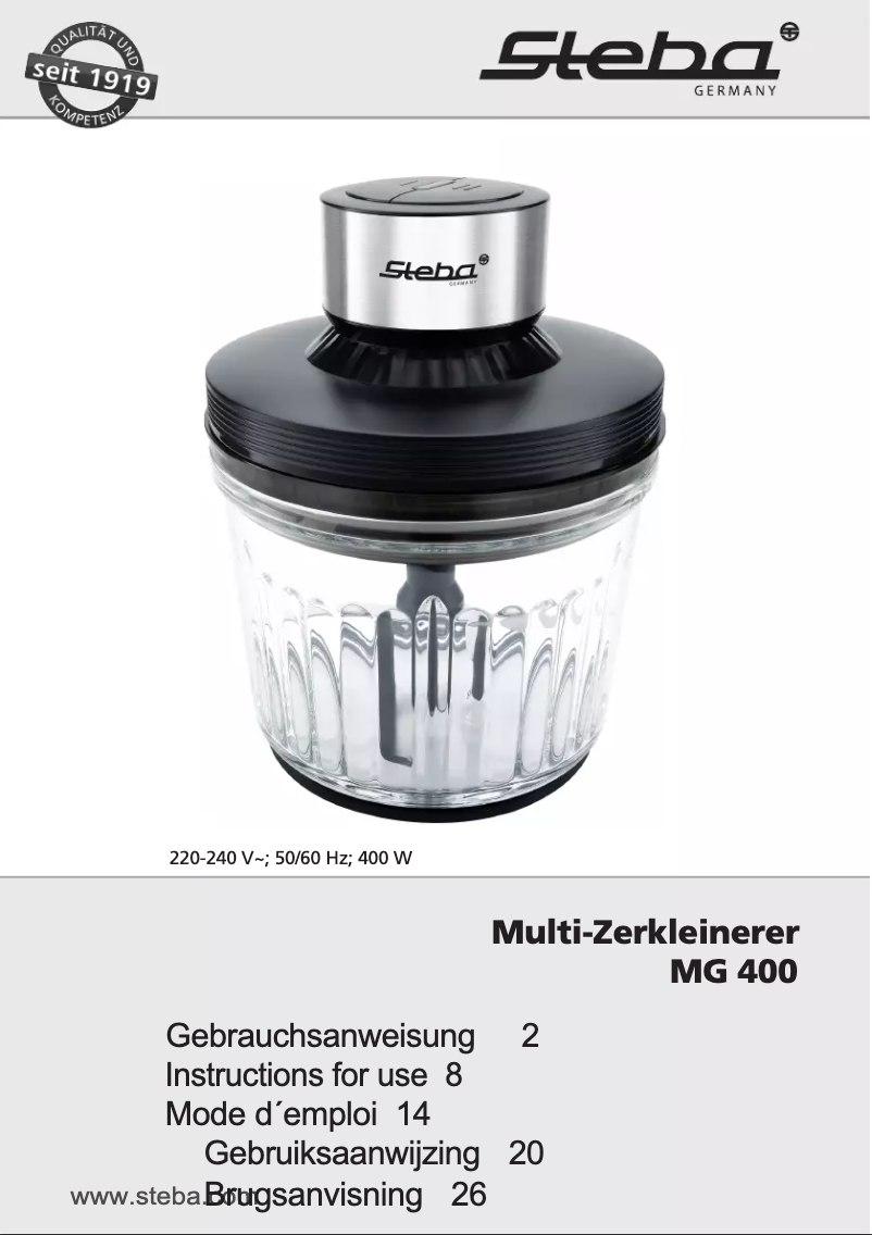 Page 1 of the manual User Manual Steba MG 400
