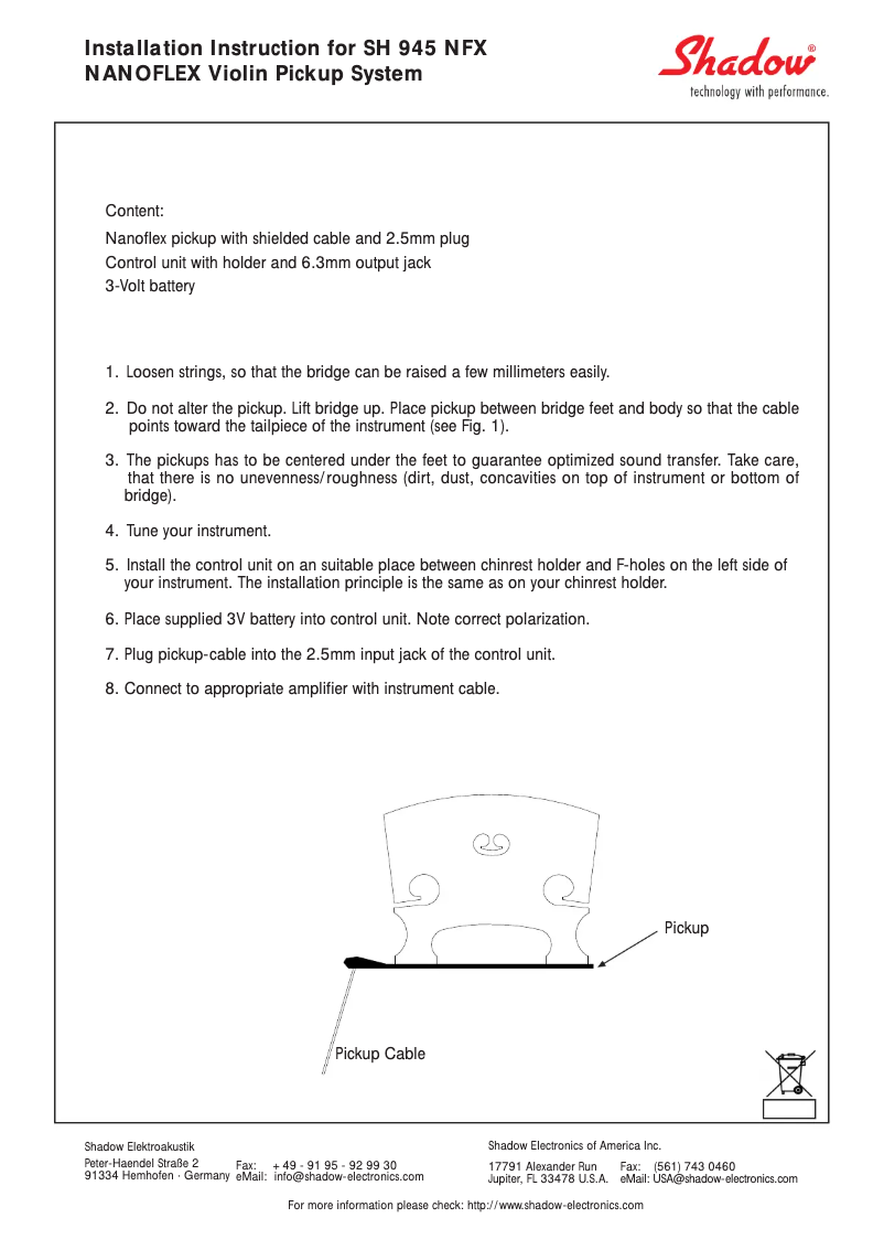 Page 1 of the manual User Manual Shadow SH945 NFX-V