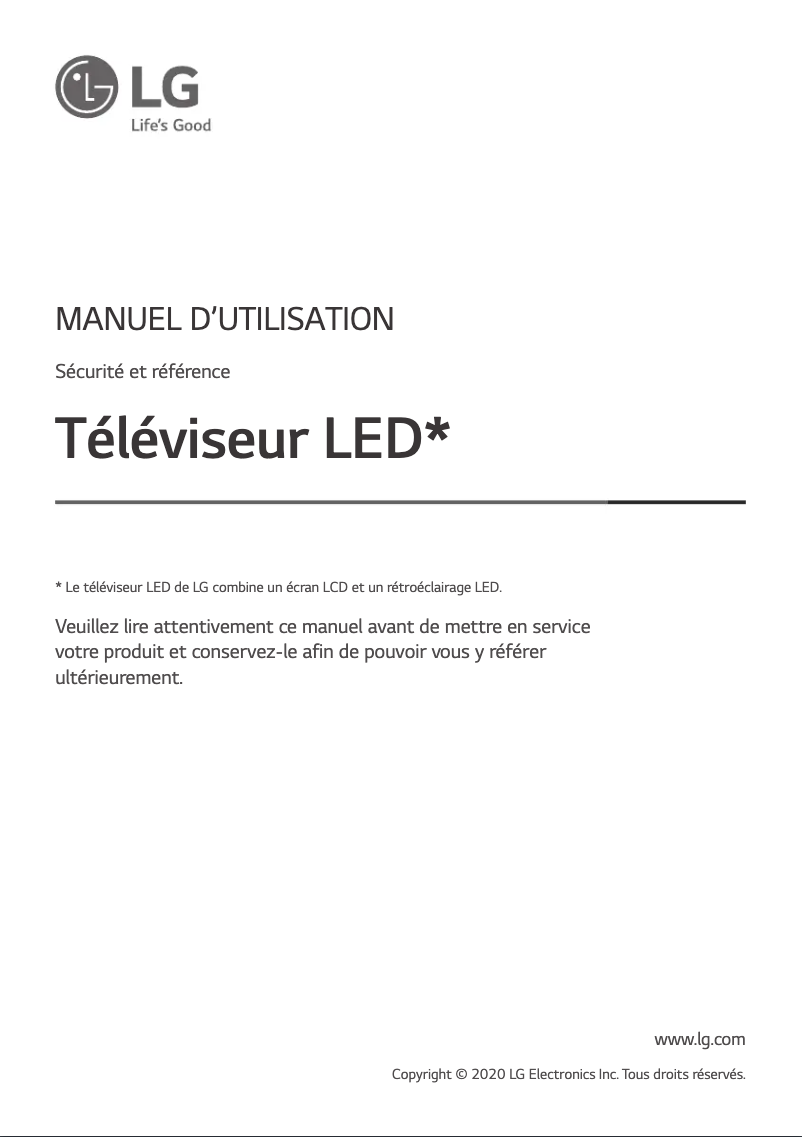 First page image of the manual for 55NANO79VND