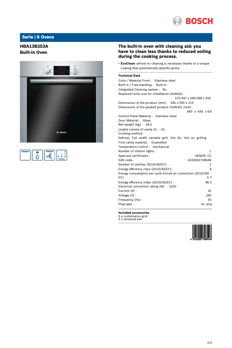 First page image of the manual for HBA13B253A