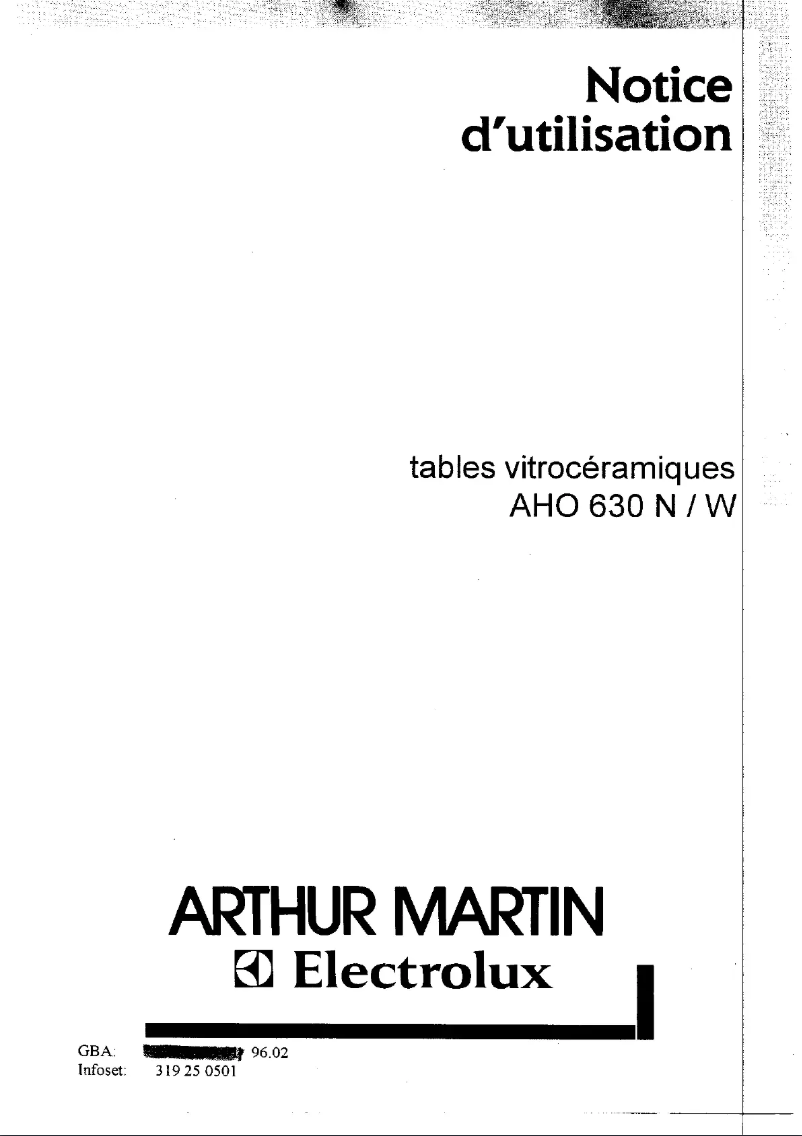 Page 1 of the manual User Manual Arthur Martin-Electrolux AHO630W
