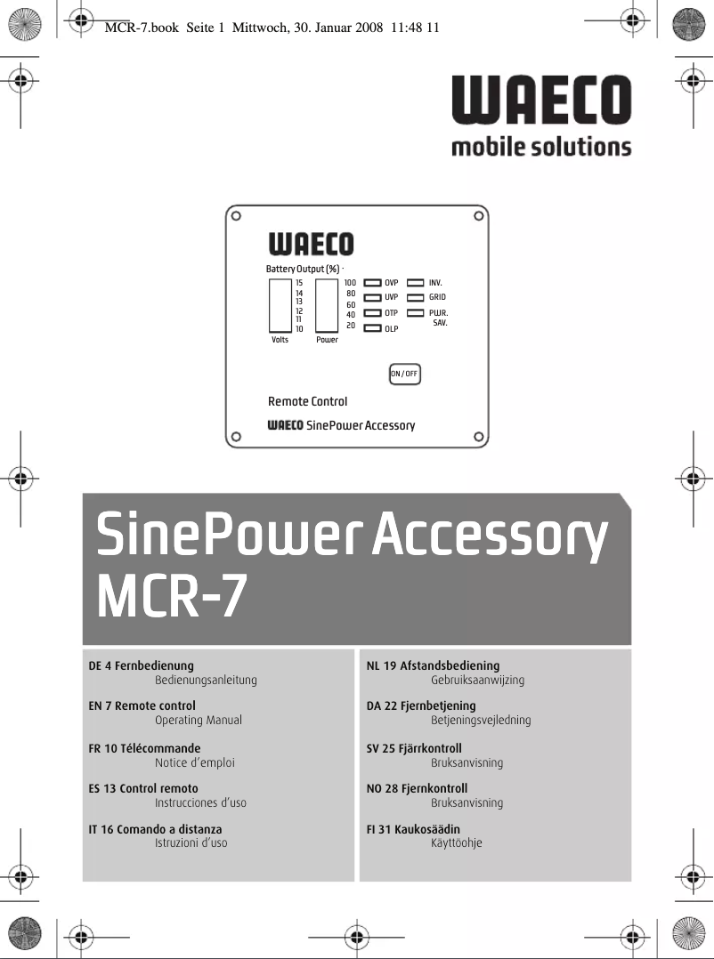 First page image of the manual for SinePower Accessory MCR-7
