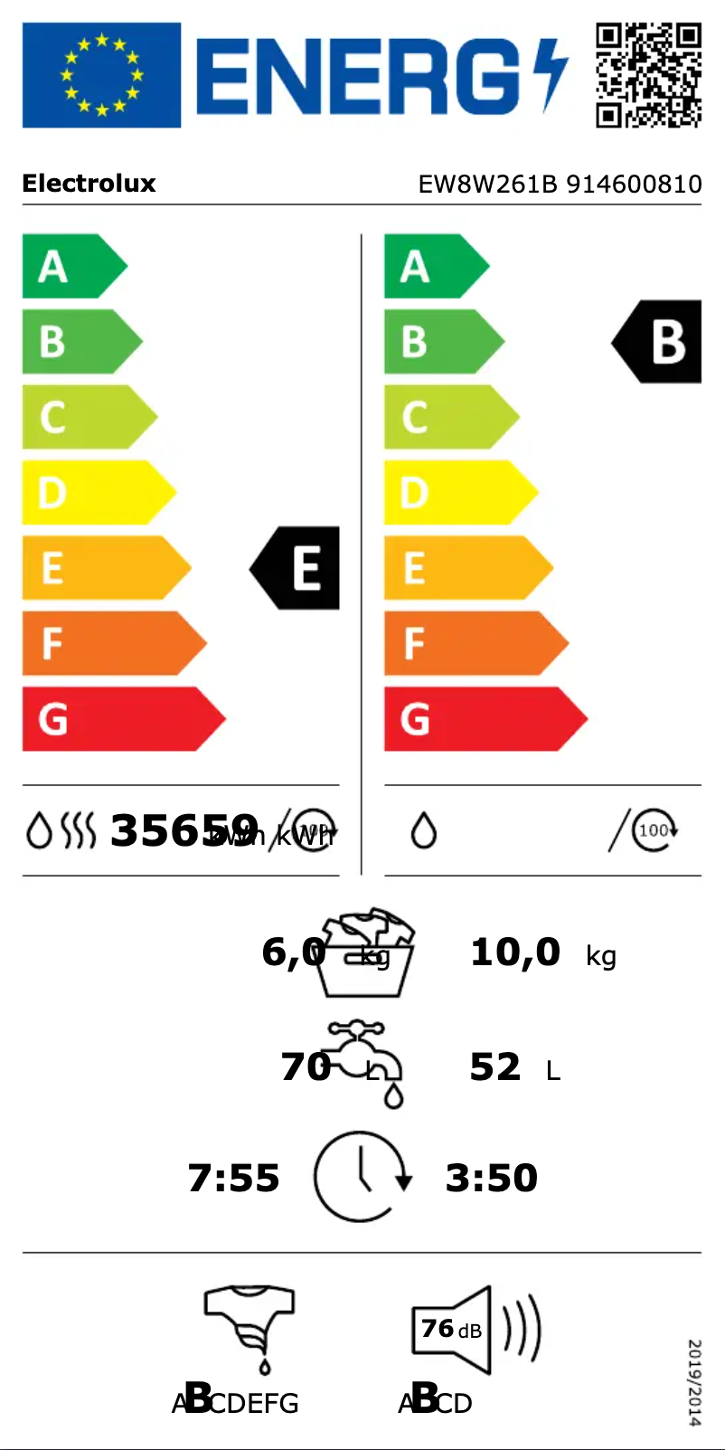 First page image of the manual for EW8W261B
