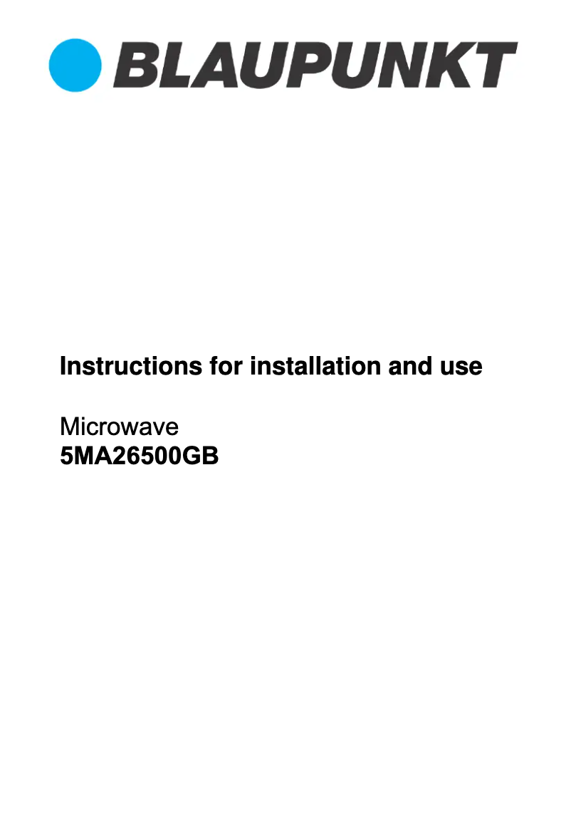 Page 1 de la notice Guide d'installation Blaupunkt 5MA26500GB