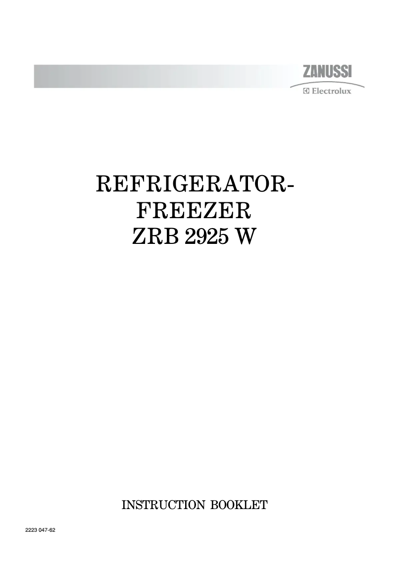 First page image of the manual for ZRB2925W