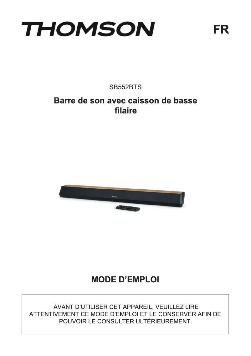 Page 1 of the manual User Manual Thomson SB552BTS