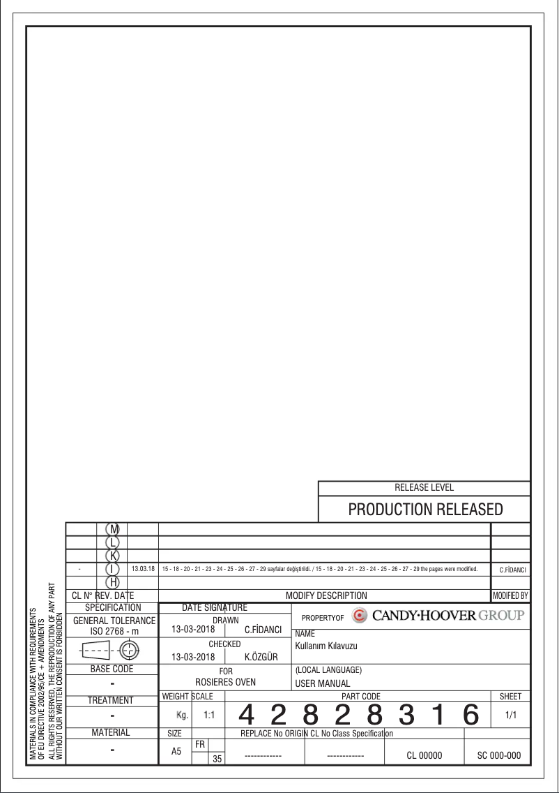 First page image of the manual for RFB 72 TIN