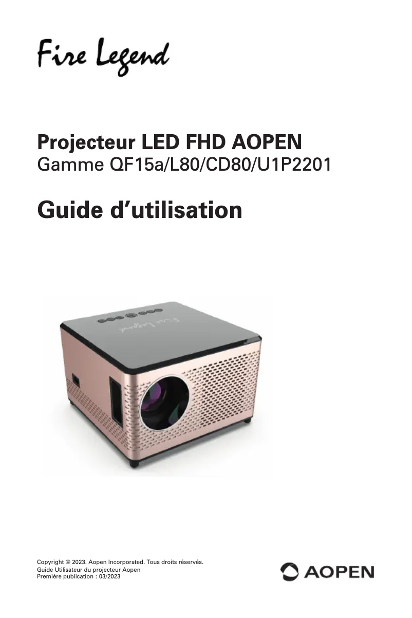 Page 1 of the manual User Manual Aopen Fire Legend QF15a