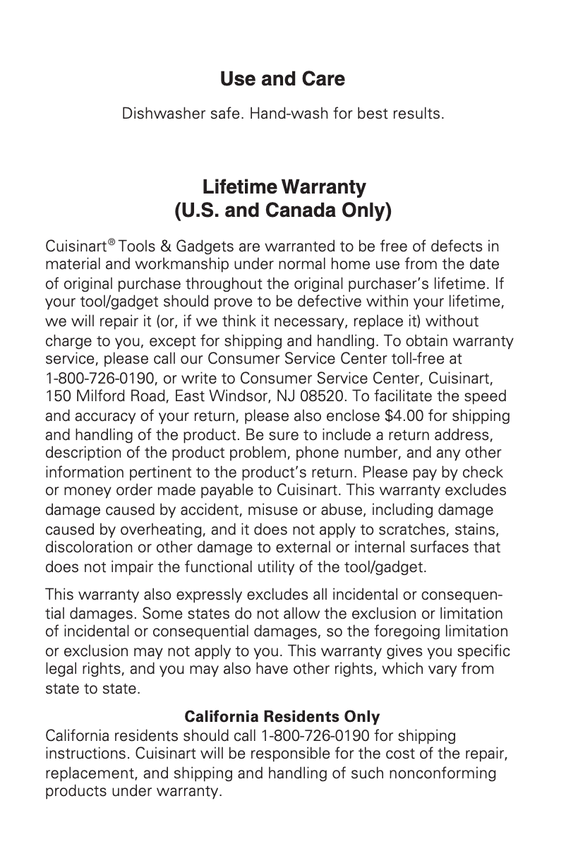 Page 1 of the manual User Manual Cuisinart CTG-00-MCS
