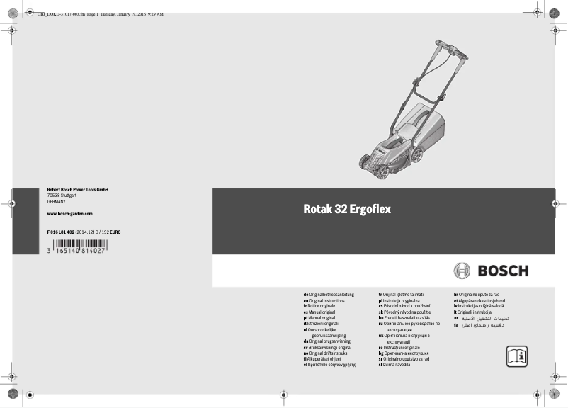 Page 1 of the manual User Manual Bosch Rotak 32 Ergoflex