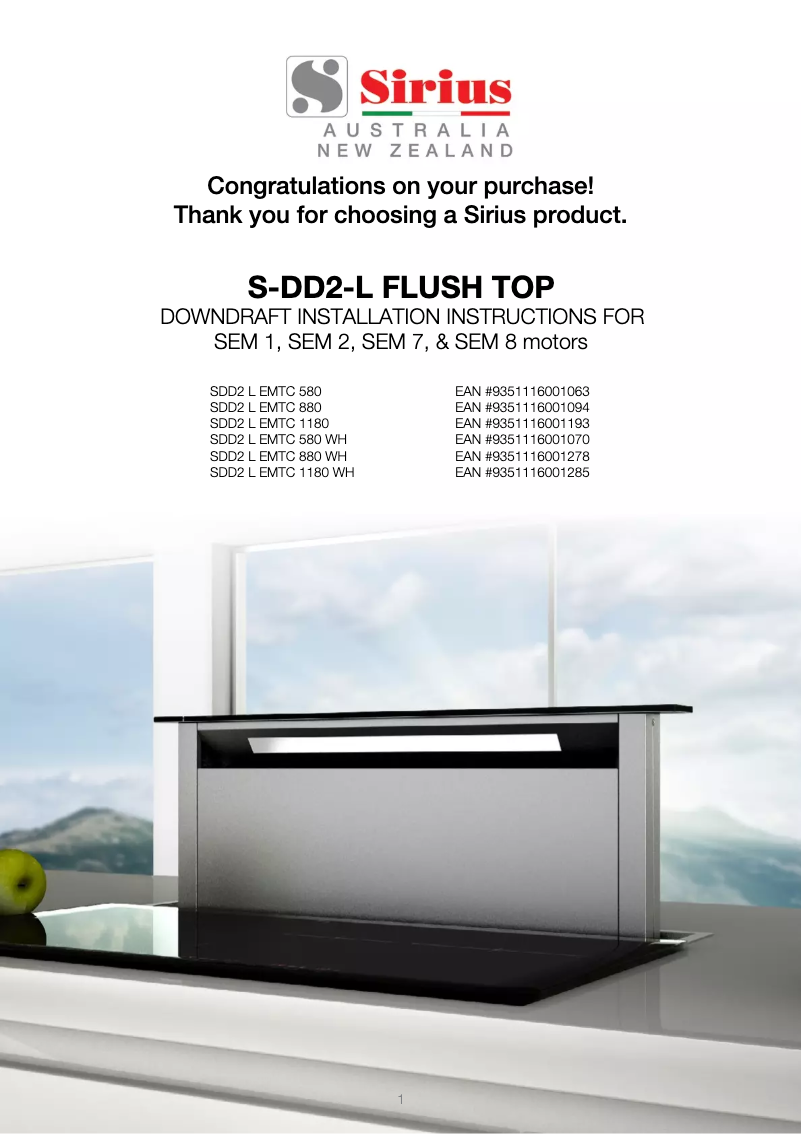 Page 1 of the manual User Manual Sirius SDD2 L EMTC 1180